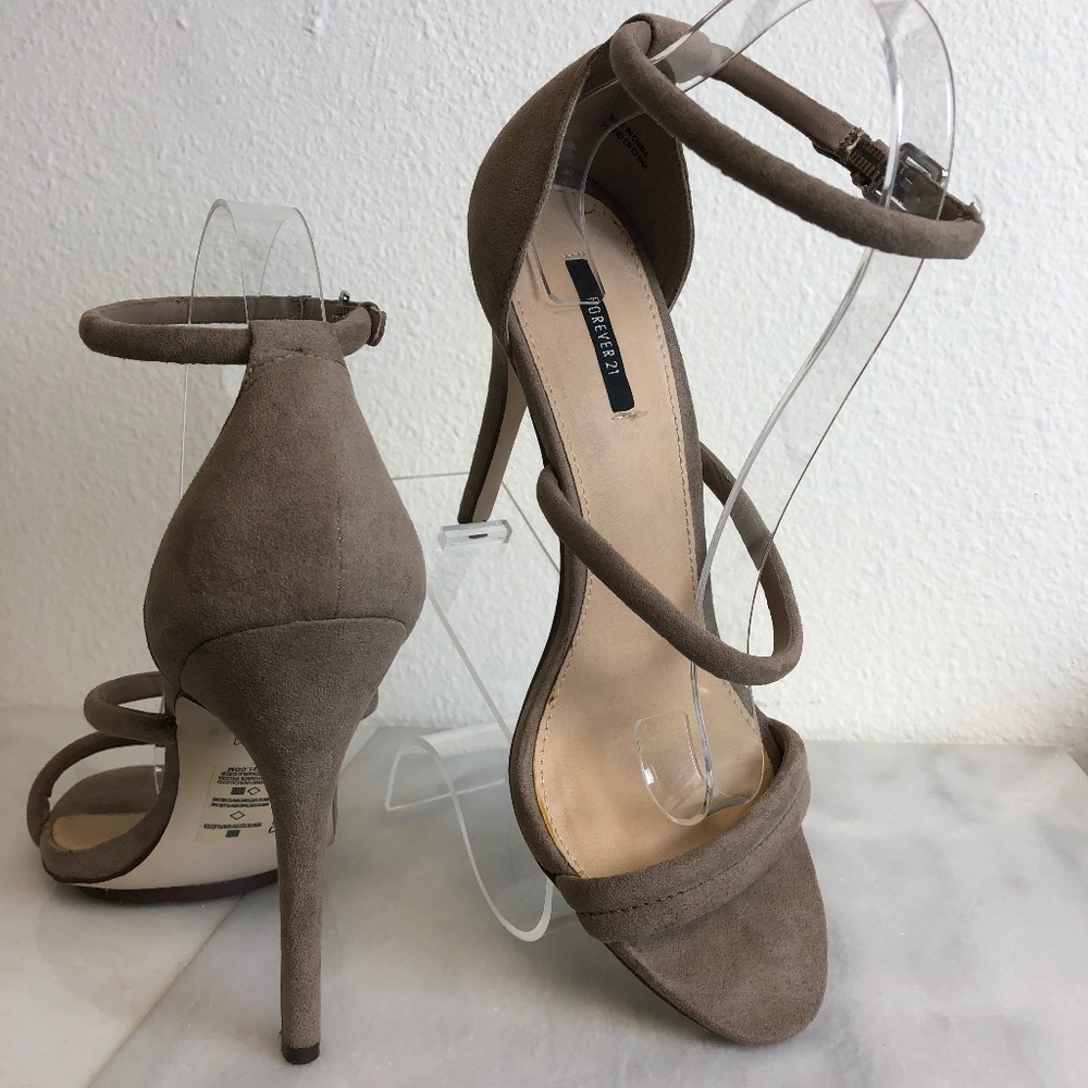 Forever 21 Beige Ankle Strap 4.5" High Heels